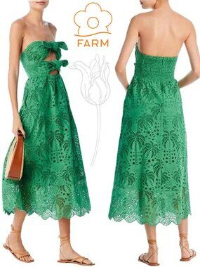 Farm Rio Coconut Tree Cotton Midi Dress